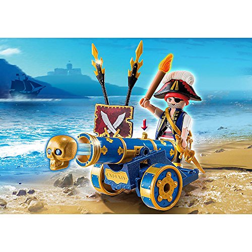 Playmobil Blue Interactive Cannon with Pirate Building Kit Playmobil Blue Interactive Cannon with Pirate Building Kit