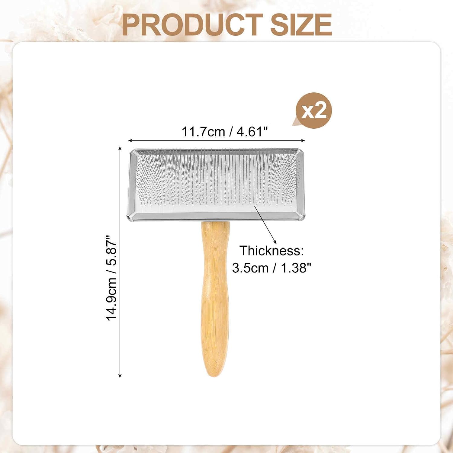 MECCANIXITY 2 Pcs Wool Carder, Hand Carding Brush 2 Large Wooden Pet Grooming Tool for Needle Felting Pet Grooming Weaving Craft Supplies, Silver, Wood Color