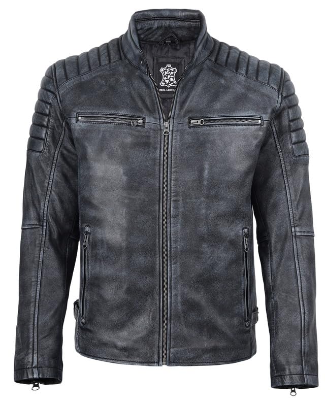 Image of Blingsoul Real Lambskin Leather Jacket Men - Cafe Racer Style Premium Men's Leather Jacket