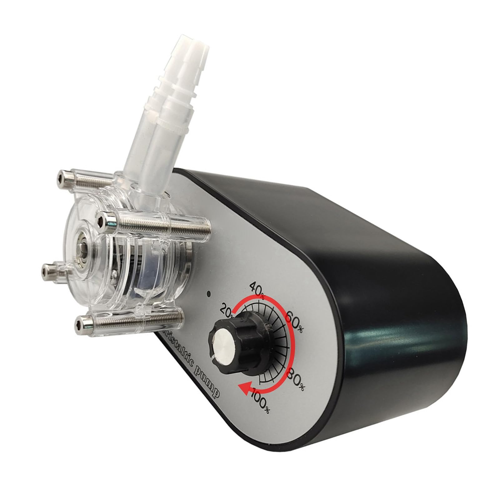 Bomba Peristáltica Bomba Dosificadora de Tubo G928A 114-500 Ml/min Botón único Ajustable 24 V 1 A Cabezal de Extraíble 3 Rodillos Autocebantes para Análisis (Negra)