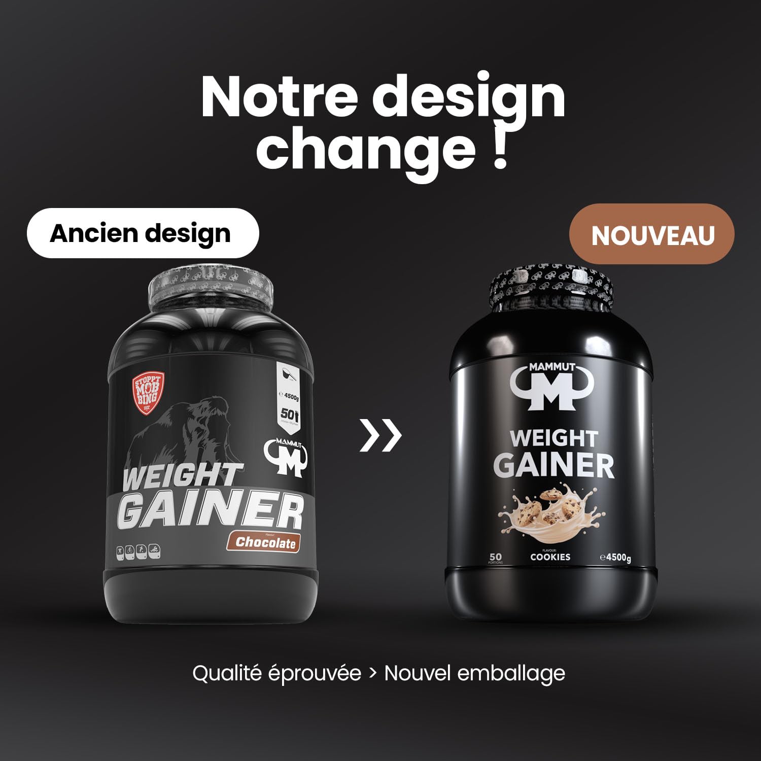 Mammut Nutrition – Crash 5000 Weight Gainer 4,5 kg Cookies – Mass Gainer 80% glucides dextrose maltodextrine – 4 protéines + créatine – Prise de masse musculaire 518 kcal