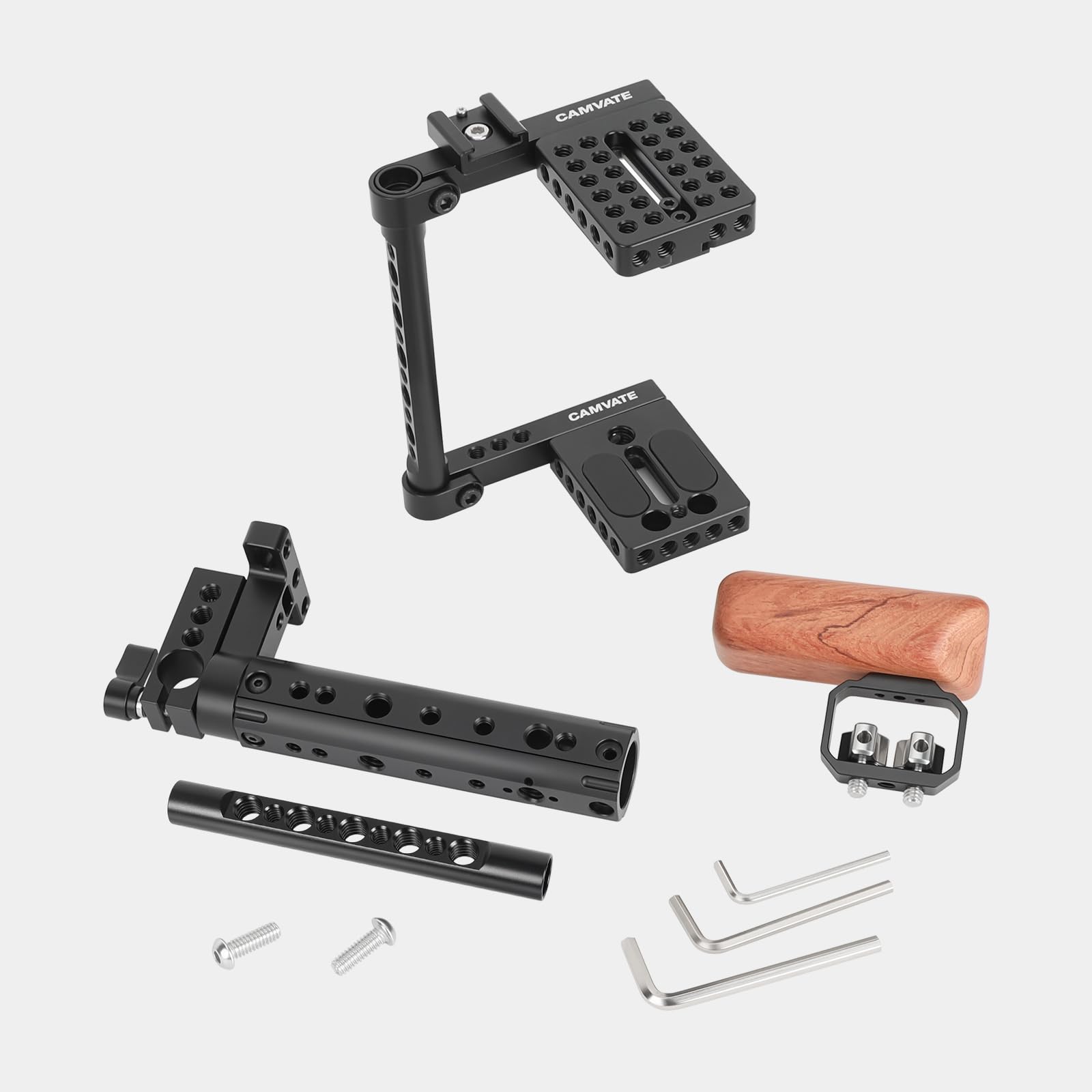 CAMVATE DSLR Camera Cage Top Handle Wood Grip Compatible for Sony Panasonnic - 1175