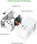 Canada to UK Plug Adapter, EyGde Ireland Type G European Power Adapter Converter with 3 American Outlets 3 USB Ports & 1 USB C, UK Travel Adapter for US CA to British England Scotland Irish Hong Kong