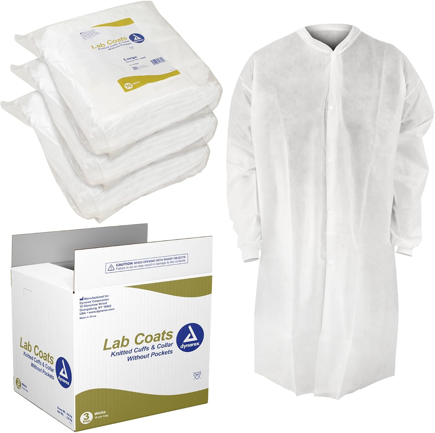 Dynarex Unisex Disposable Lab Coats