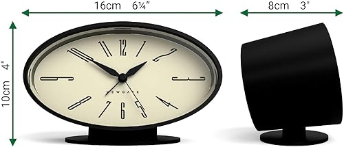 Miniatura 4 de NEWGATE Ronnie - Reloj despertador, diseño retro ovalado, acabado de goma suave negro, ideal para mesita de noche, escritorio o estante, accesorio