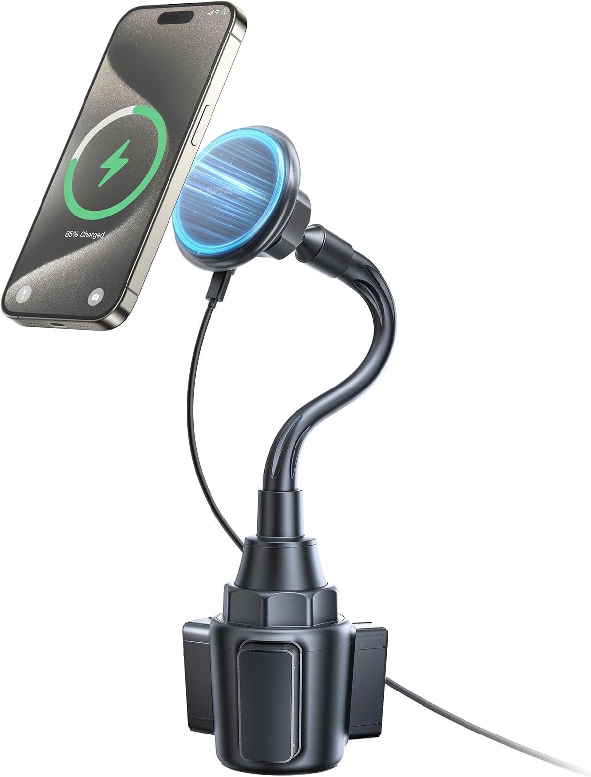 2026 Upgraded for MagSafe Cup Holder Charger, MagSafe Car Mount Charger 15W Fast Charging with Adjustable Gooseneck for iPhone 17 16 15 14 13 12 Pro Max Plus Mini MagSafe Case