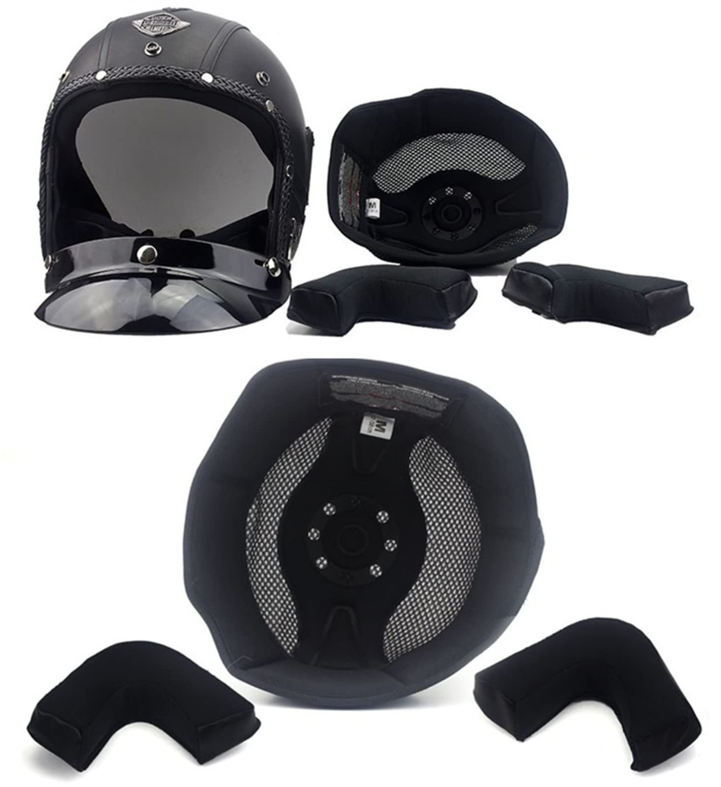 vintage jet helmet 観賞用　メーカー不明 Amazon.com: LXOPWQMG Retro Open Face Motorcycle Leather Helmet