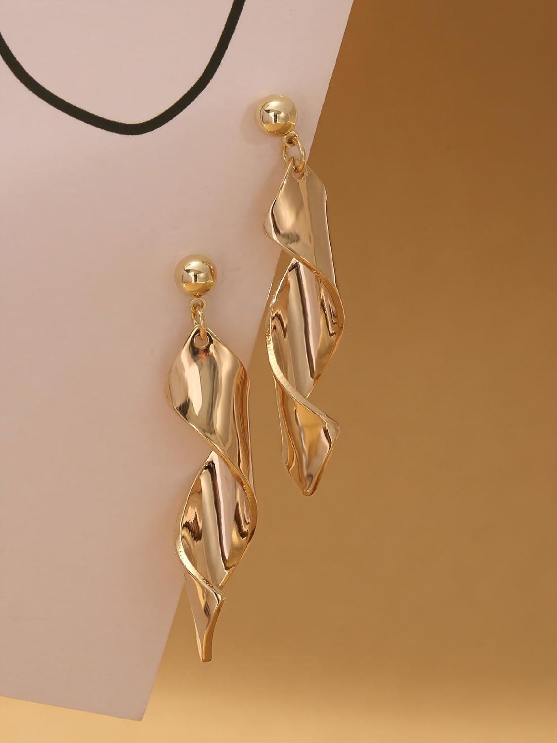 Spiral Threader Earrings for Women 14K Gold Trendy Drop Wave Earrings Women's Drop Dangle Lightweight Jewelry Gifts Accessories for Women - Image 3