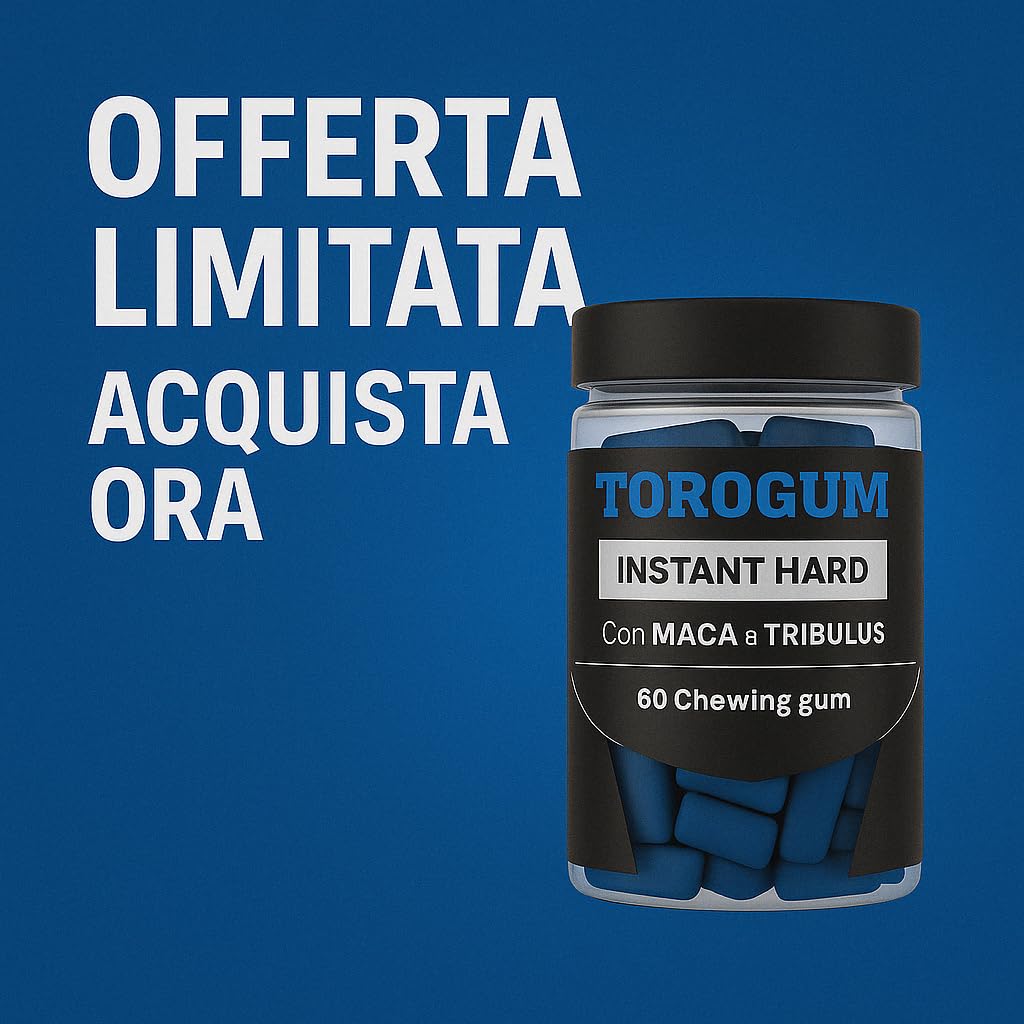AlohaLabs ToroGum 60 PILLOLE BLU Integratore Uomo Forza, Energia, Resistenza, per Performance Massime | Gomme Masticare Azione Rapida e Potente con, Maca, Taurina, Tribulus Terrestris