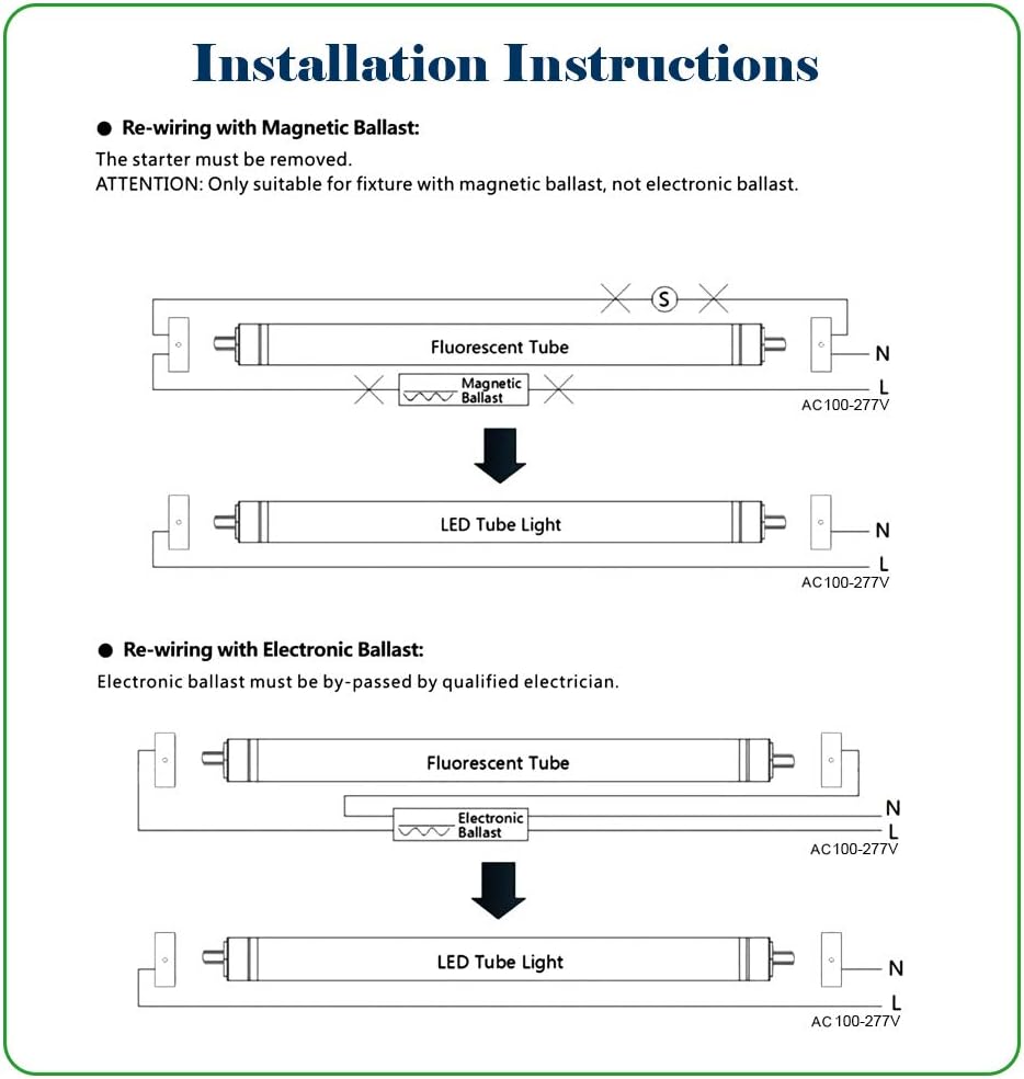 6 Pack 6FT T8 LED Tube Light Bulbs 40W 6000K Daylight with Dual-Row LED Single pin Fa8 Cap 6 Foot T10 T12 Fluorescent Lamp Replacement for Garage, Shop, Warehouse