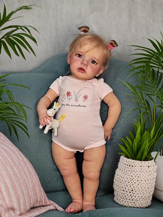 cosheng Lebensechte Reborn Babypuppen Mädchen - 61 cm Standable Kleinkind Reborn Puppe Realistische Neugeborene Weiche Vinyl Baby Puppen Spielzeug für Kinder ab 3 Jahren – Bild 4