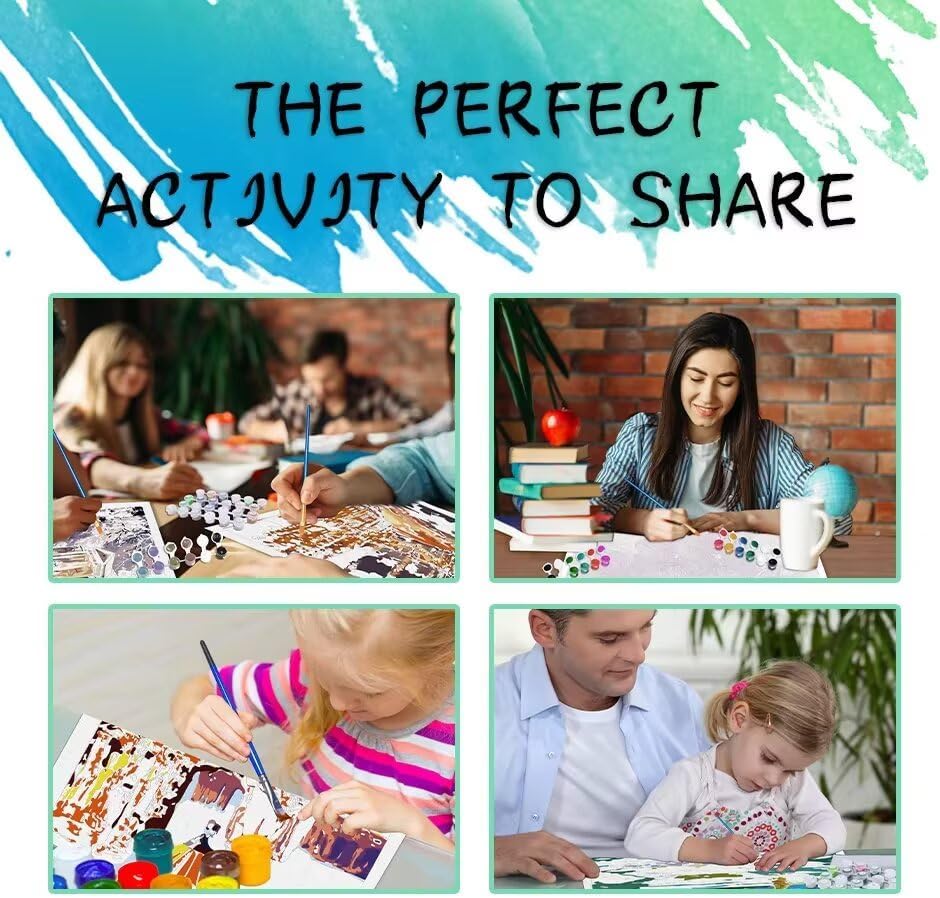 Paint by numbers 猫 ペイントバイナンバ DIY 塗り絵 数字 木々 大人 子供 初心者 油絵 キットアクリル絵の具