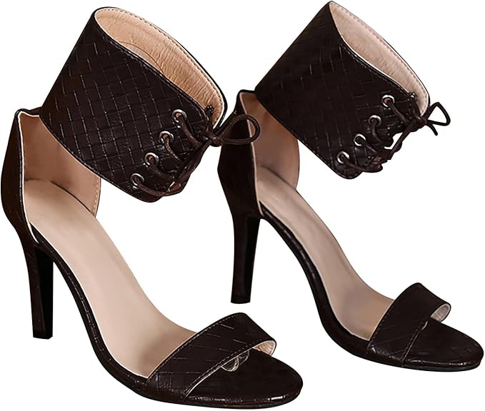 Amazon.com: Women's Sexy Stiletto Sandals Fashion Strappy Ankle Wrap Heels Dressy Plain Leopard 