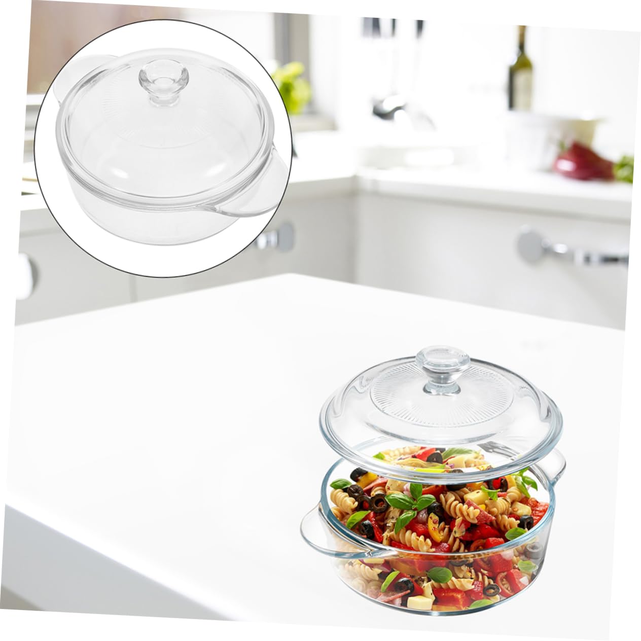 MAGICLULU Salatglas mit Deckel 1,7 L aus Glas Große Salatschüssel Stapelbar Leicht zu Reinigen für Küche und Haushalt