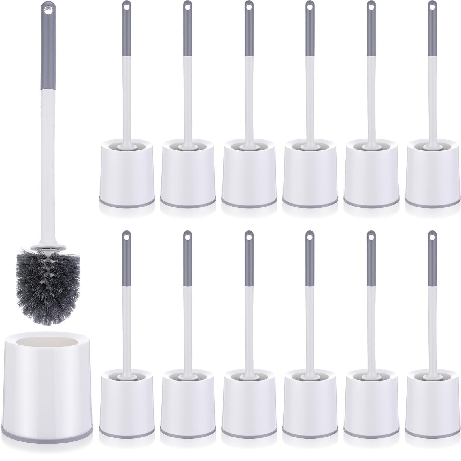Brosse pour cuvette de toilette anti-éclaboussures de 45,7 cm avec support blanc