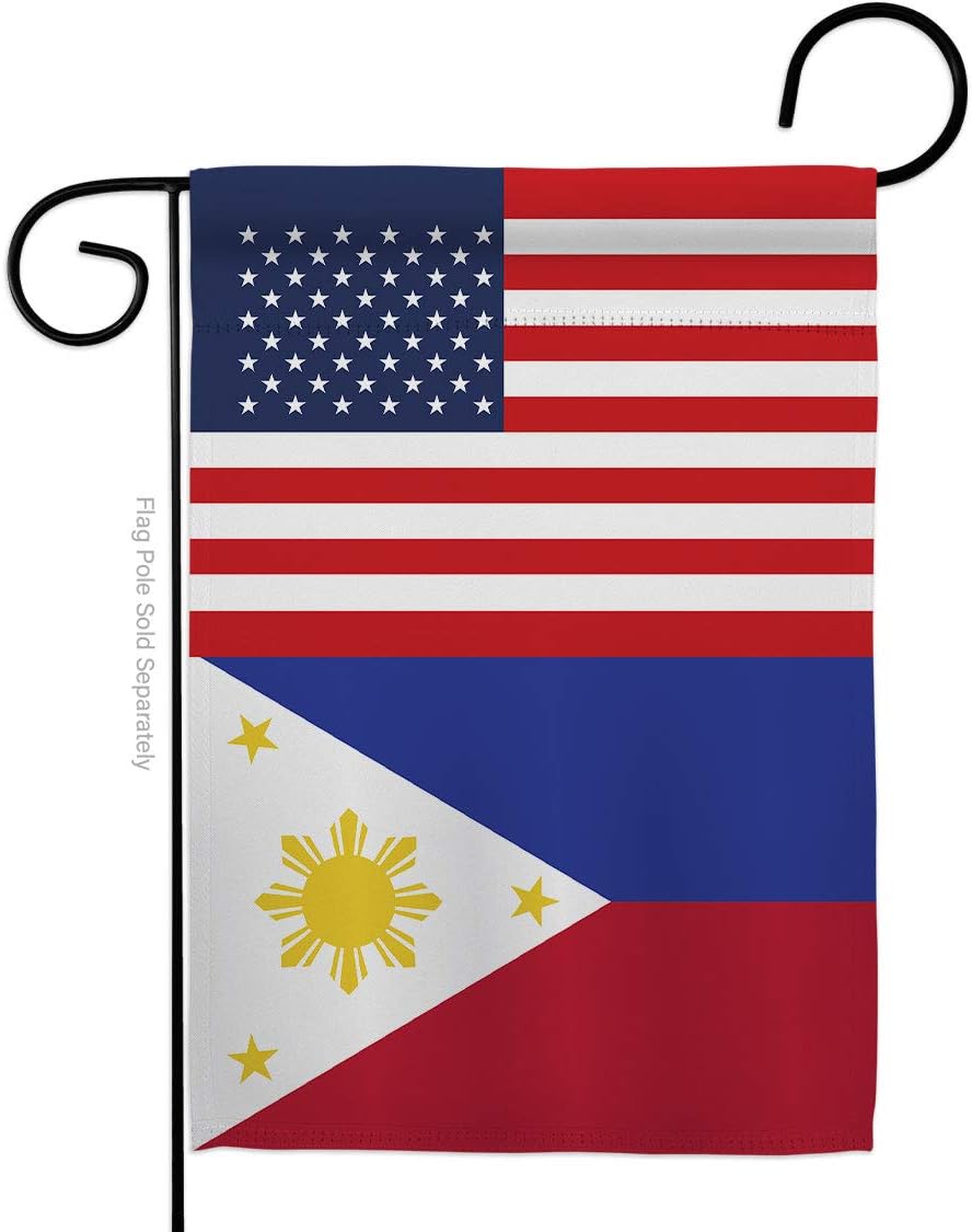 Philippines US Friendship Garden Flag - Regional Nationality Nation International World Country Particular Area - House Decoration Banner Small Yard Gift Double-Sided Made in USA 13 X 18.5