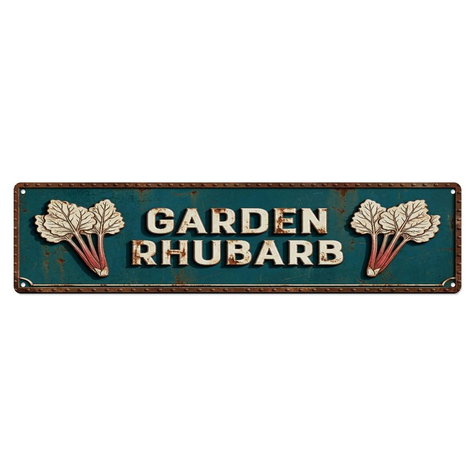 GARDEN RHUBARB Vintage Vegetable Rustic Farmhouse Metal Tin Sign