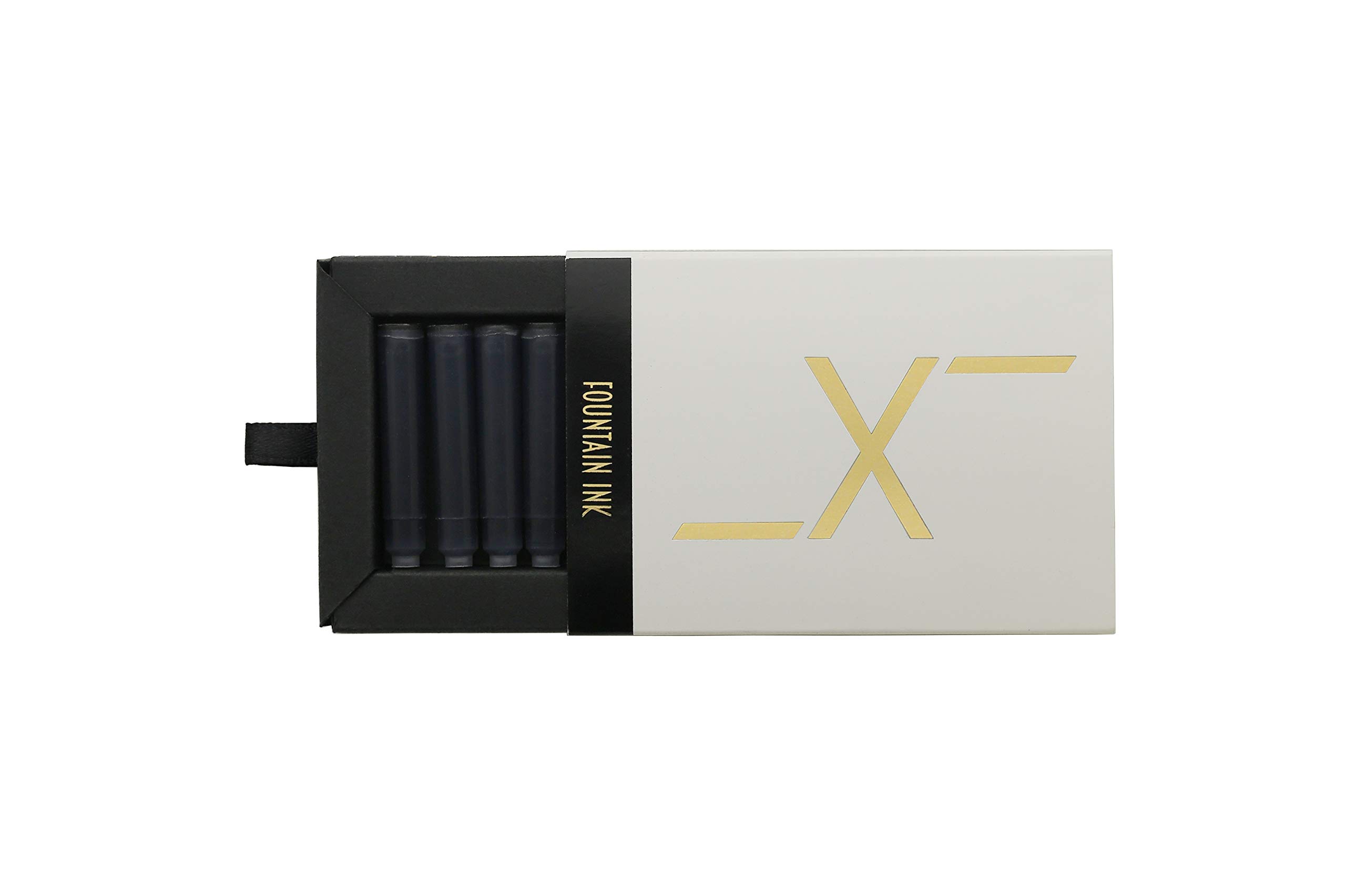 Xezo Black Fountain Pen Ink Cartridges - 9-Pack In Premium Gift Box, Standard International Size