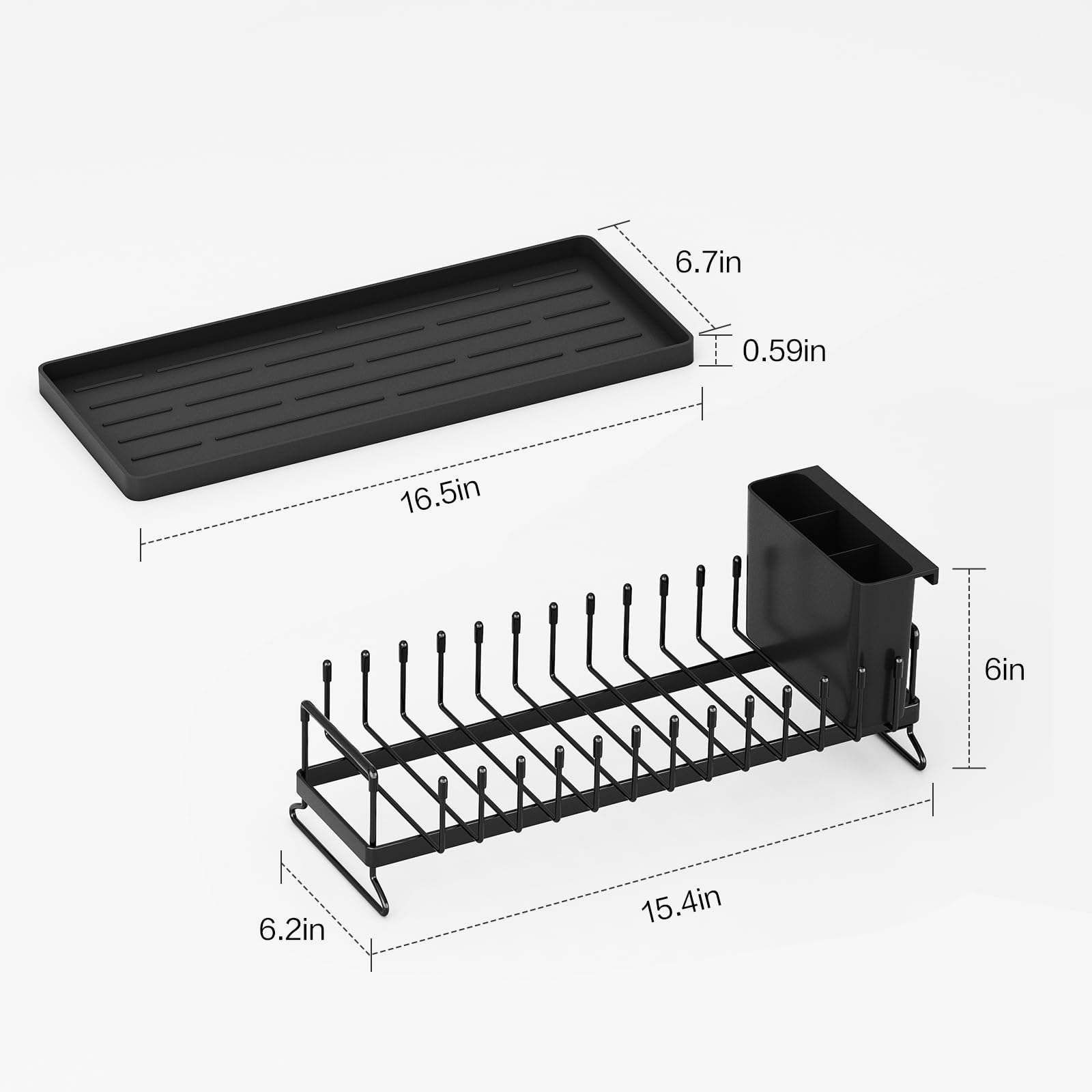 Escurreplatos Pequeño, Estante Secavajillas Compacto con Alfombrilla de Silicona, Organizador de Cubiertos de Acero Inoxidable, Ahorra Espacio para Encimera, Caravanas y Apartamentos (Para encimera)