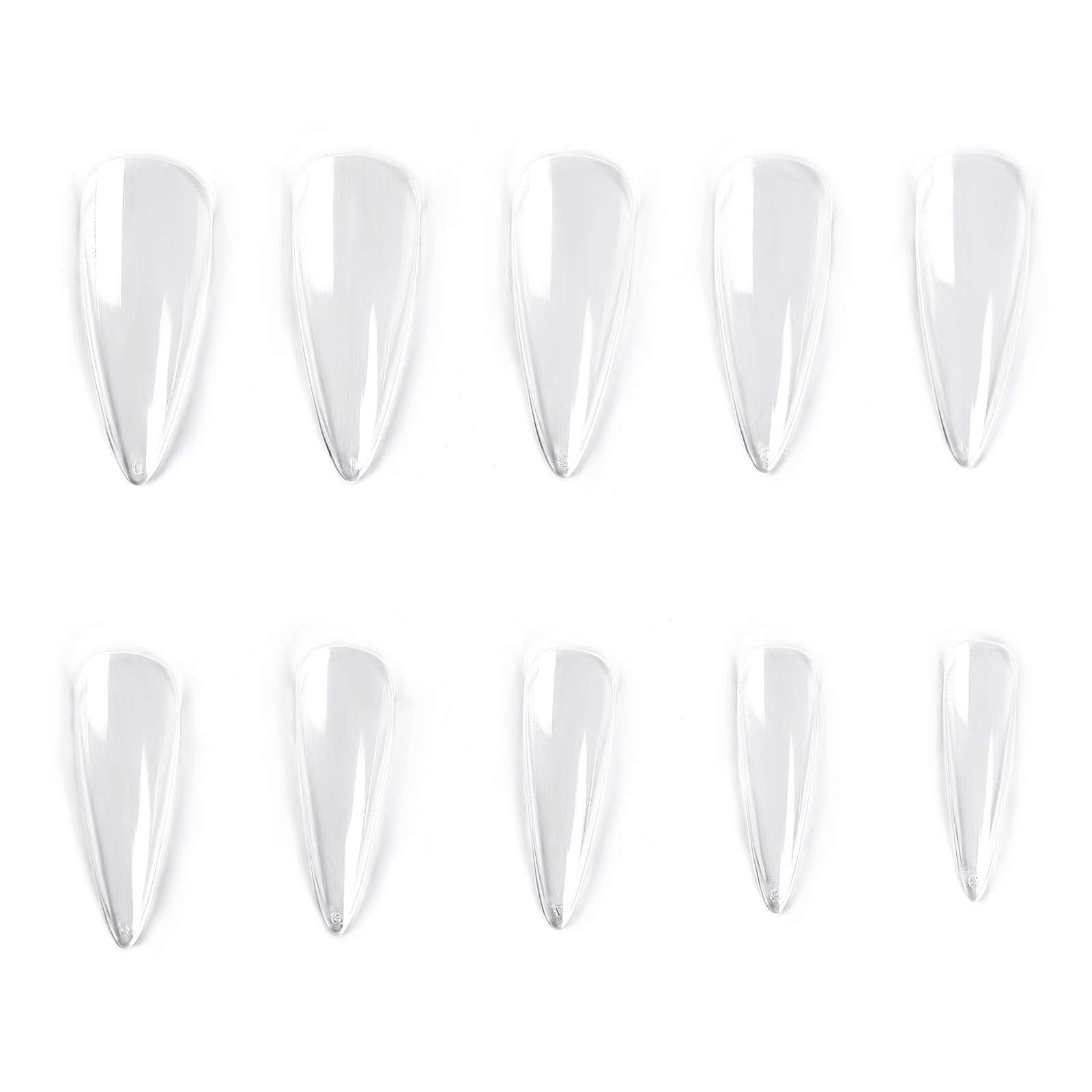 KADS 500pcs Stiletto Nail Tips Press on Nails Fake Nails Full Cover Acrylic Nails False Tips 10 Sizes (Short Stiletto, Transparent) - Image 4