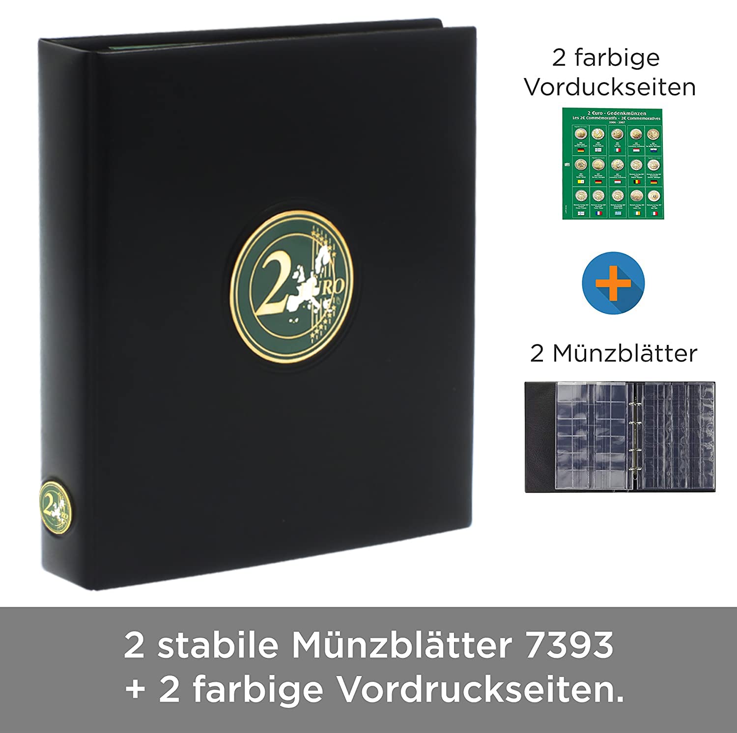 Münzenalbum „2 Euro" (2011–2015) – SAFE 7341-B2 Premium – Exklusives Sammelalbum für Europäische Gedenkmünzen – mit Vordruck- & Münzblättern – Erweiterbar – Hochwertiger Schwarzer Einband