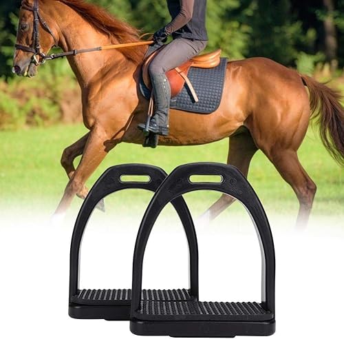 Miniatura 2 de GLOGLOW 1 par de estribos de caballo, estribos de equitación de plástico de alta resistencia con almohadilla de goma antideslizante herramienta para