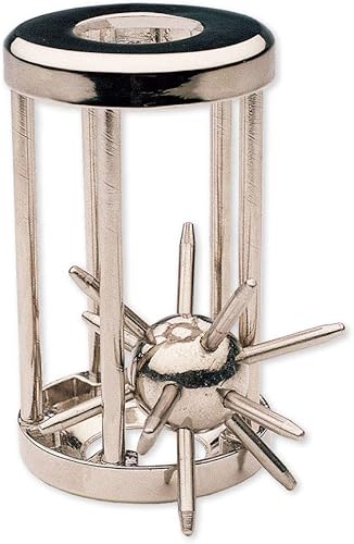 Bits and Pieces - Rompecabezas de juego cerebral de metal de acero atrapados - Rompecabezas de cerebro para adultos - Bola con pinchos en cámara de