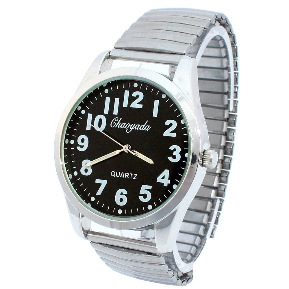 Orologio Da Donna OIDEA Vintage Con Quadrante Grande, Digitale Analogico Al Quarzo, Bracciale In Acciaio Inox E Cinturino Elastico Nero - 3