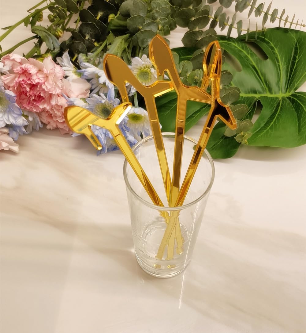 20pcs pf Wedding Stir Swizzle Sticks,Girl Coffee Stir Sticks Reusable, Wedding Drink Stirrers High Heel Shape,Champagne Drink Stirrer for Party Glowforge,Wedding Decor (Gold Mirror)