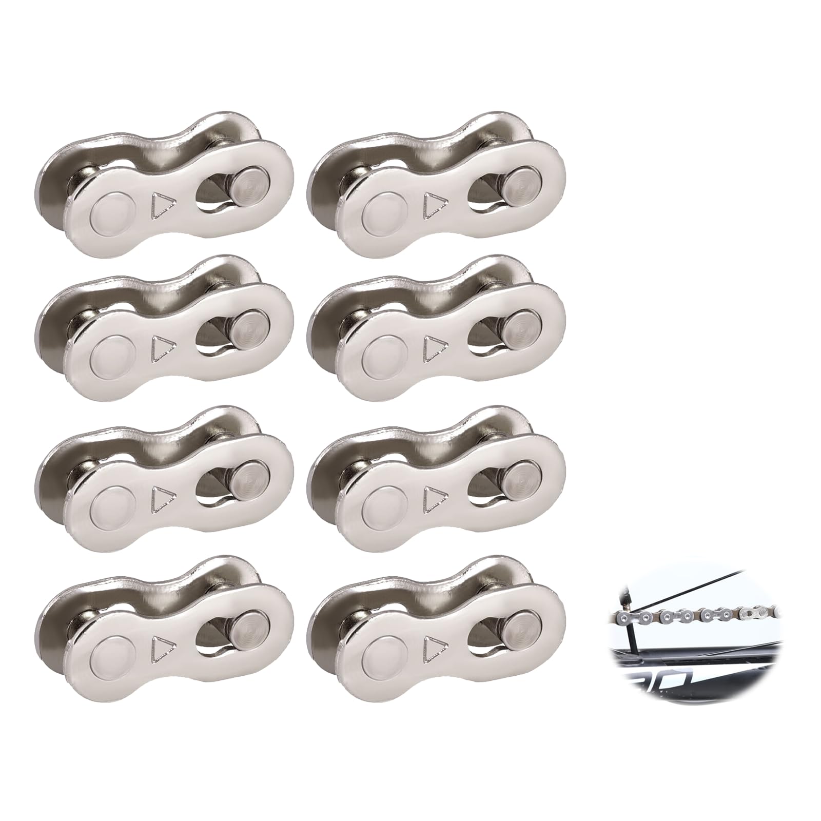 8 Pairs Bicycle Missing Link, Reusable Steel Bike Chain Connectors, 6/7/8 Speed Strength Bike Quick Release Chain Replacement Bicycle Connector Accessories for Mountain Road Cycling Hybride MTB
