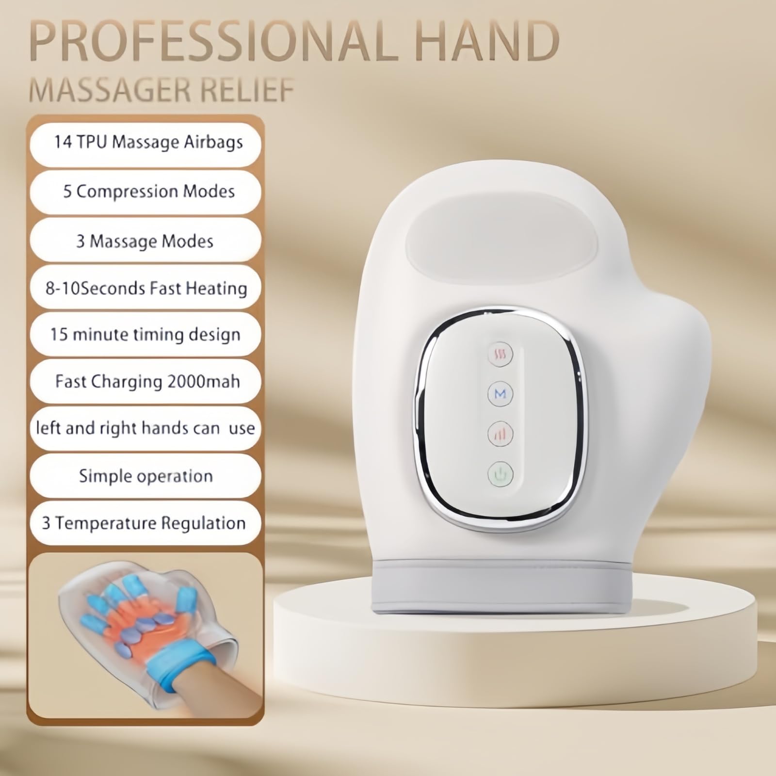 Wärme-Handmassagegerät,3 in 1 Handmassagegerät– mehr Leichtigkeit für müde Hände,CalmHand | Keine steifen Finger, kein Kribbeln, kein nagendes Schmerzgefühl mehr. (B)
