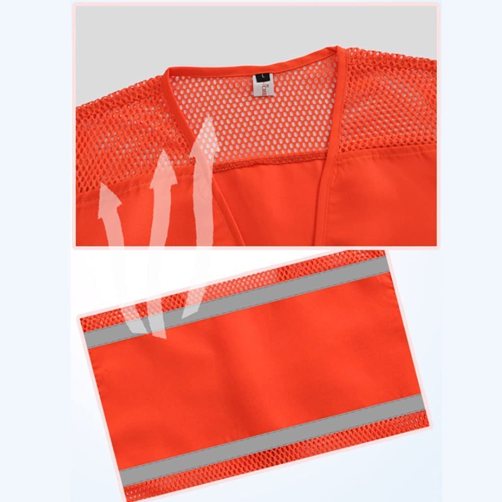 Chaleco Reflectante de Alta Visibilidad, Malla Reflectante, Chaleco de Seguridad de Alta Visibilidad con Bolsillos y Cremallera, Chaqueta Reflectante de Seguridad (Naranja XL)