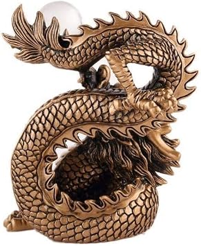 lachineuse - Large Chinese Dragon Figurine - Feng Shui Dragon Statue - 15 x 12 x 9.5 cm - Symbol of Protection & Happiness - Asian Chinese Decoration - for Office, Home - Gold Colour