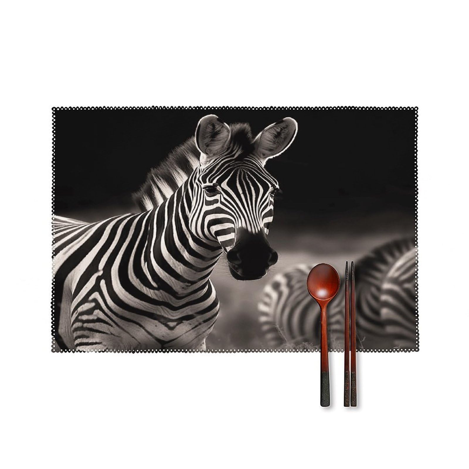 Wild Animals Zebra Placemats Set of 4 Non-Slip Heat Resistant Table Mats Canvas Washable Cloth Place Mats Easy to Clean Premium Placemat for Kitchen Dining Table Decoration