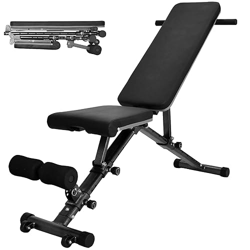 BARWING Adjustable Training Bench, 4-Way Incline Bench, Folding, Decline Bench,