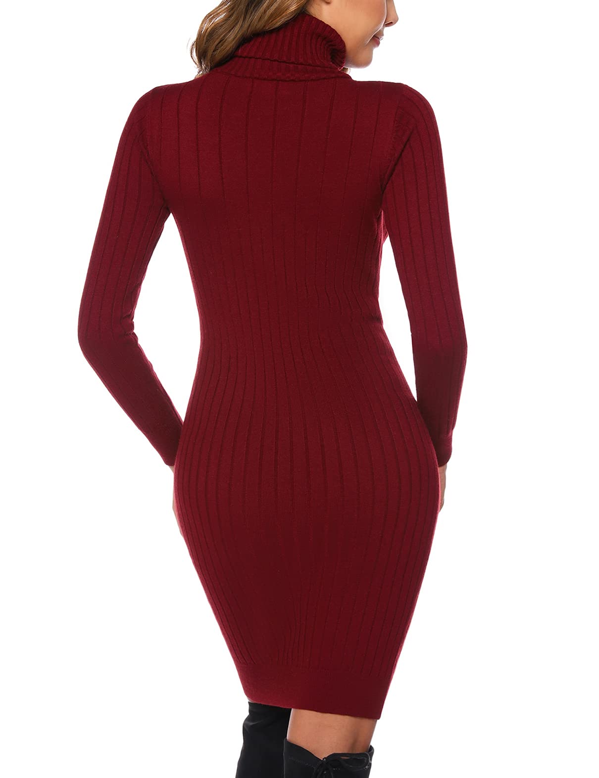 Irevial Vestito Donna Lavorato a Maglia Collo Alto | Vestibilità aderente, vestibilità elasticizzata, taglio casual, stile elegante, taglio lungo, per inverno
