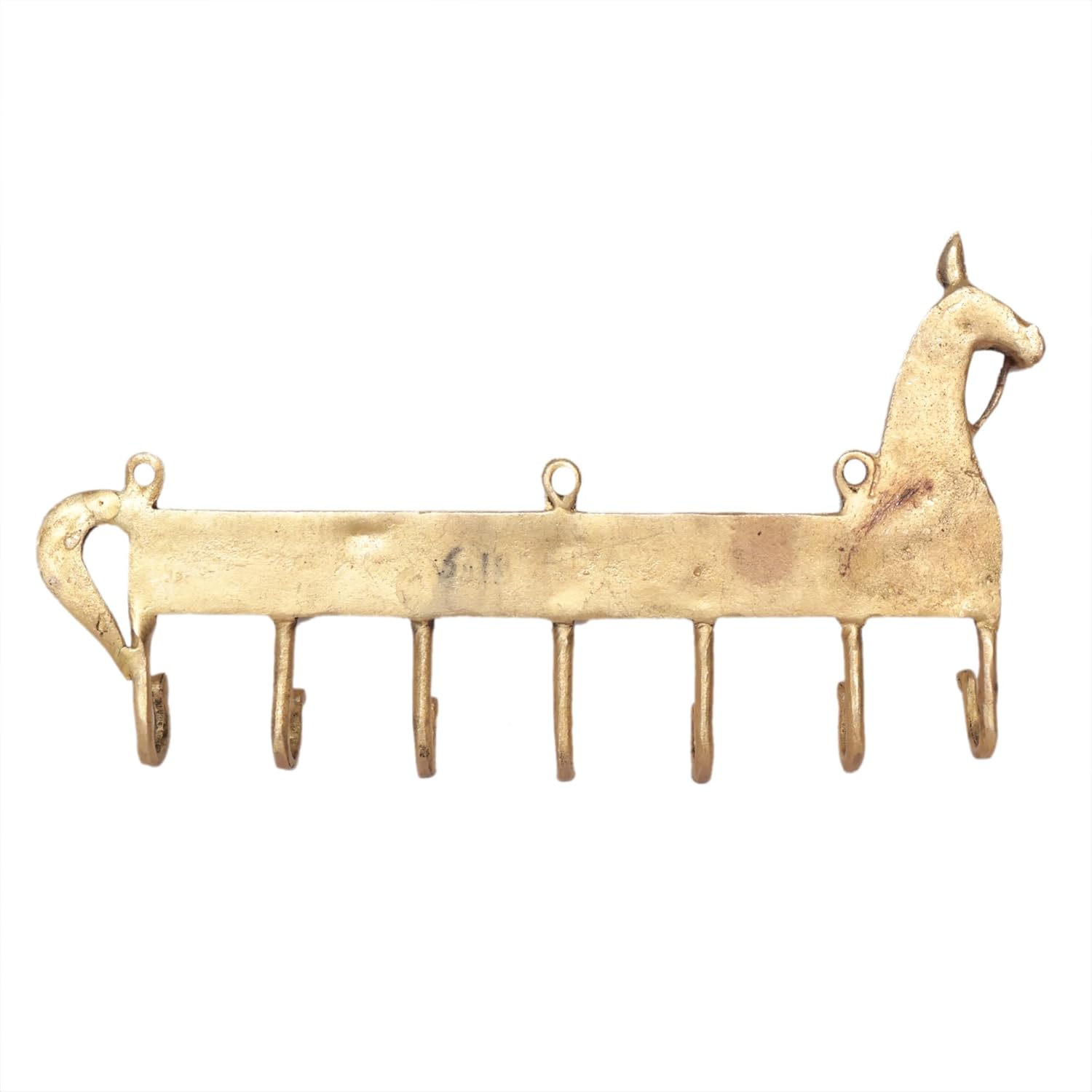 Brass Horse Keychain Holder 13.5 Inch Antique Finish Wall Mounted Key Stand Decorative Vastu Home Entrance Organizer 1 Piece