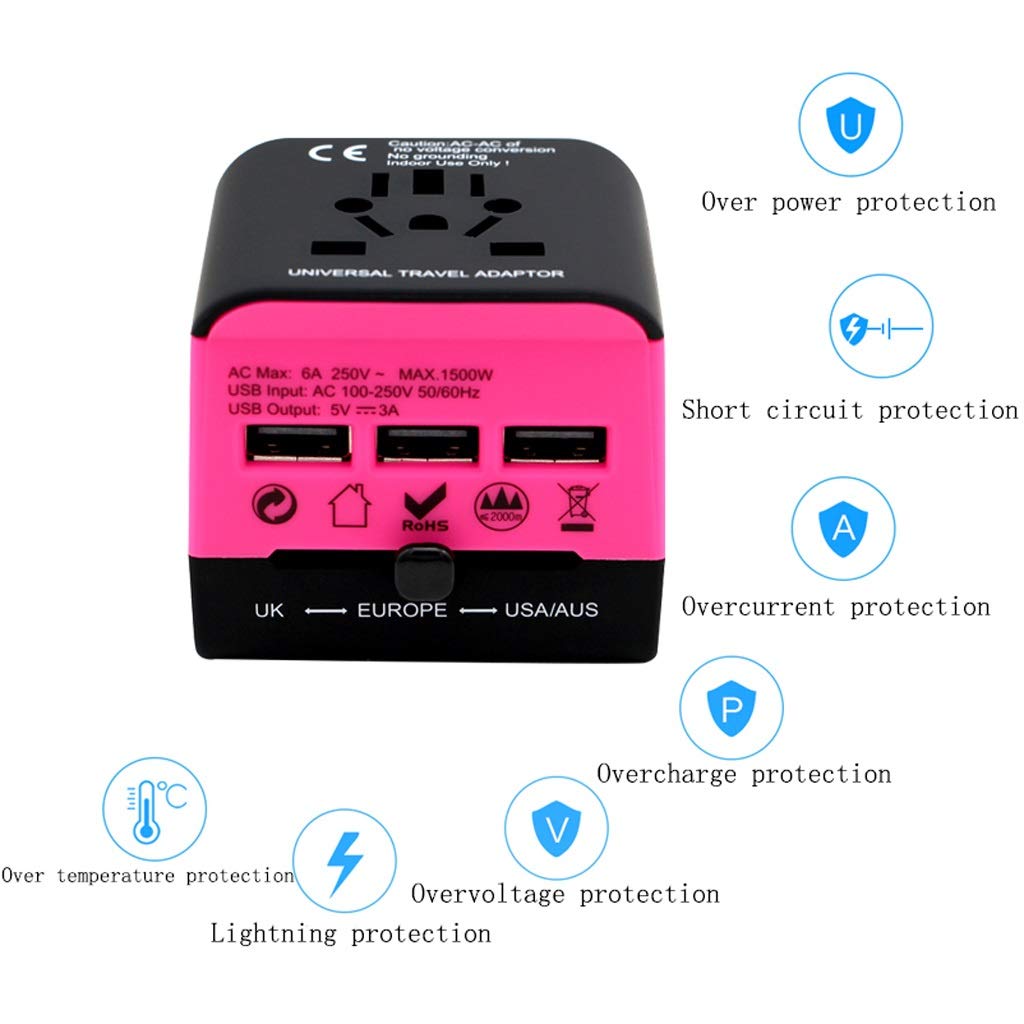 Adattatore a Spina Universale di Viaggio in Tutto Il Mondo, Adattatore di Alimentazione Internazionale, convertitore con Spina con USB Adattatore di Viaggio Portatili