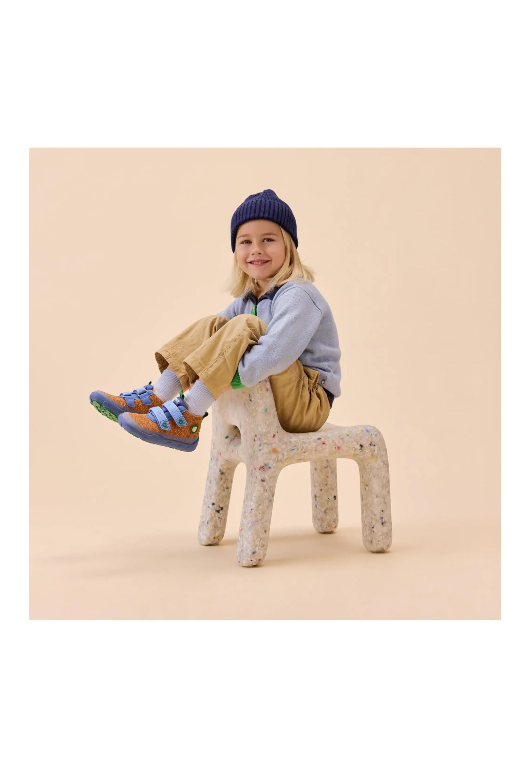 Affenzahn Übergangsschuh Knit Happy wasserdicht atmungsaktiv vegan mit Kaltfutter, Klettverschlüssen und Rutschfester Sohle Größe 21-32 Paradiesvogel - Blau, 33