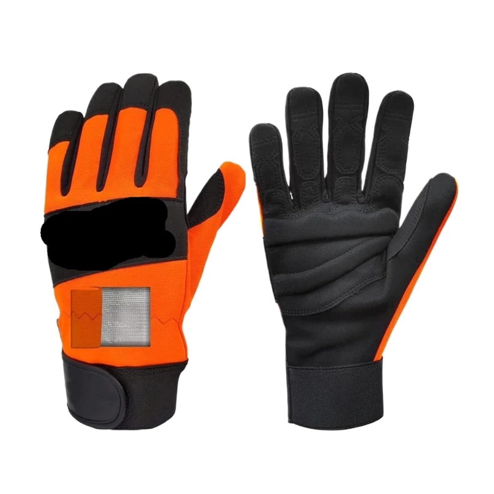 Guantes de seguridad cuero para motosierra, compatible con XYEHS, M L XL | 1 par, protección contra sierra, resistente al corte, EVA grueso acolchado, negro y naranja