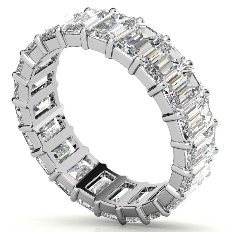 JeweleryArt Excellent Emerald Brilliant Cut 2.17 Carat, Moissanite Diamond Promise Band, Prong Set, Eternity Sterling Silver Band, Valentine's Day Jewelry Gift, Customized Band for Her4