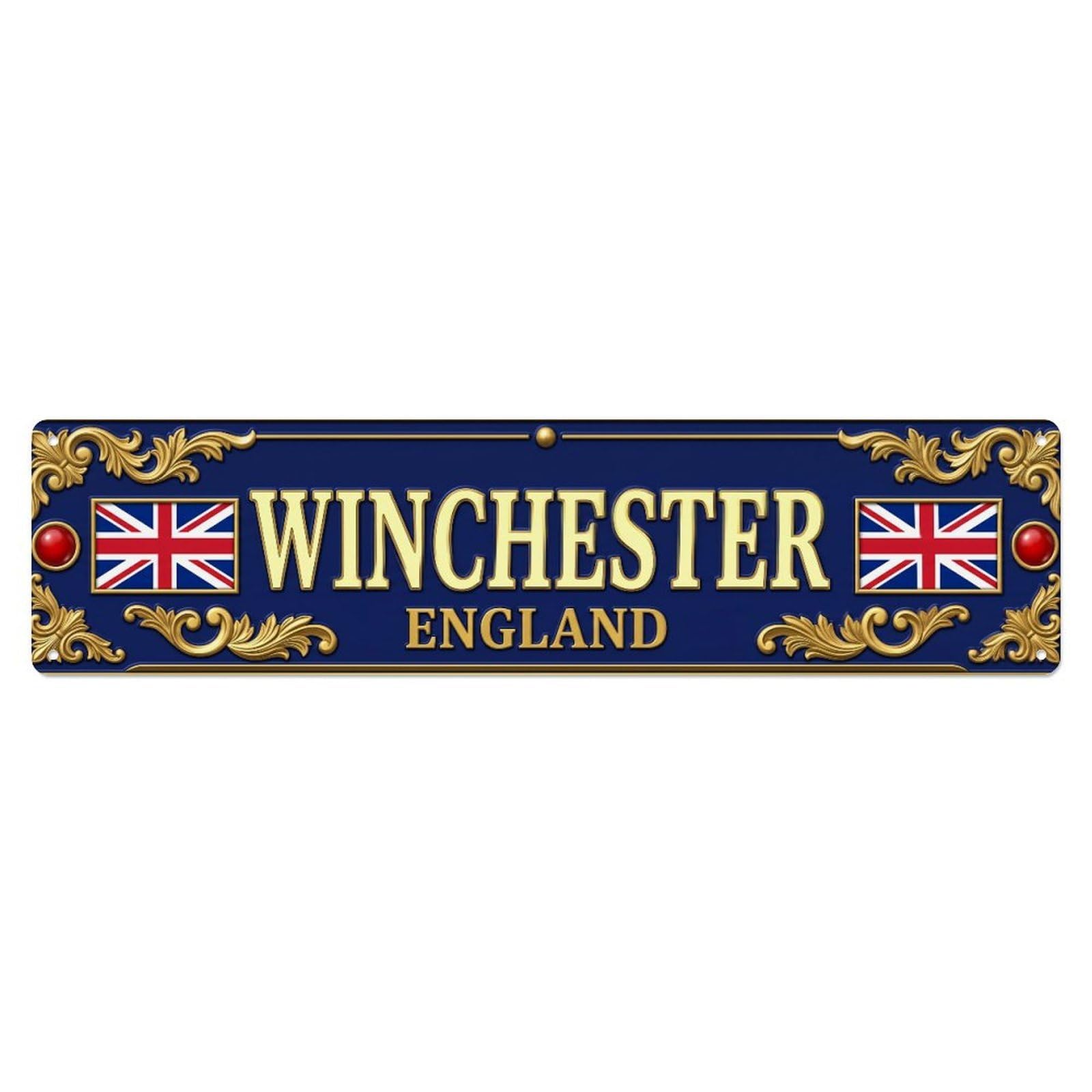 Metal Tin Sign Winchester England Vintage