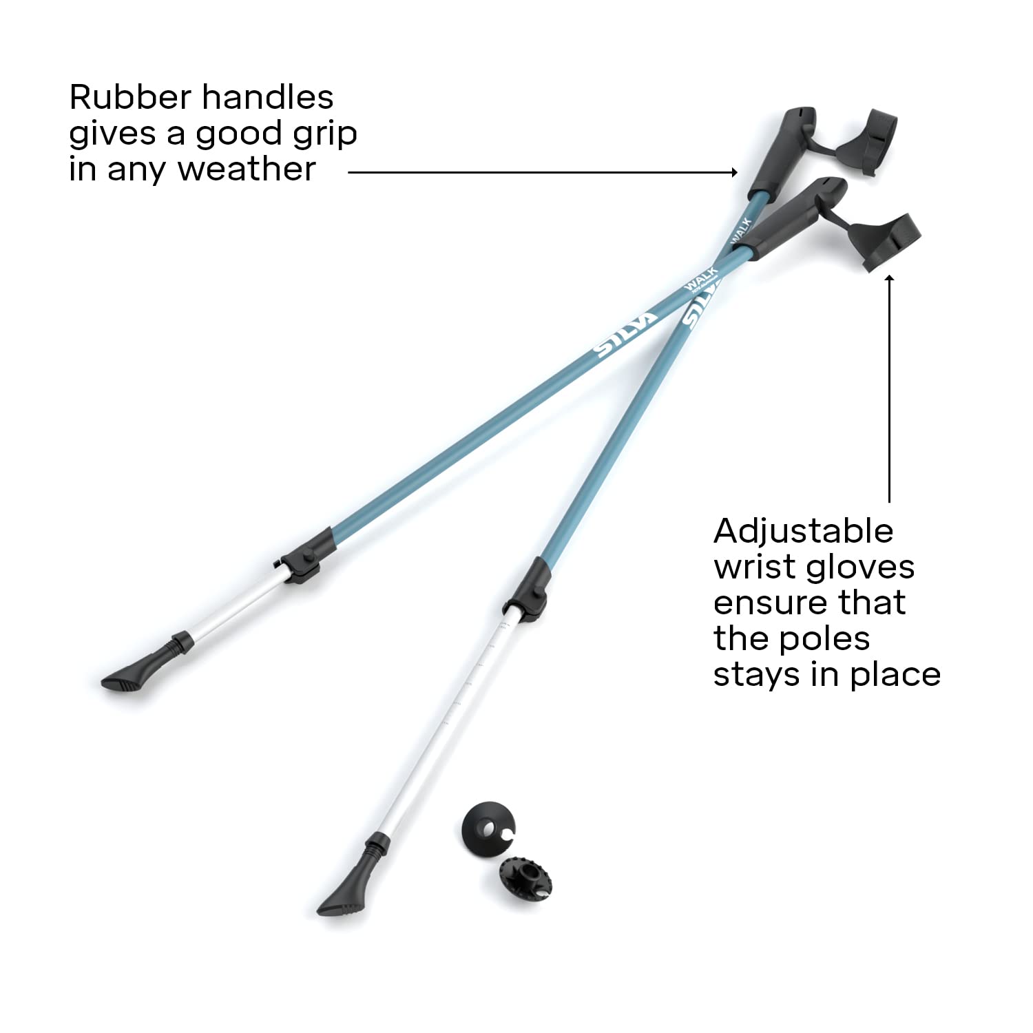 Bastones Walk Poles Aluminum telescópicos 2 secc. par SILVA Unisex Adultos