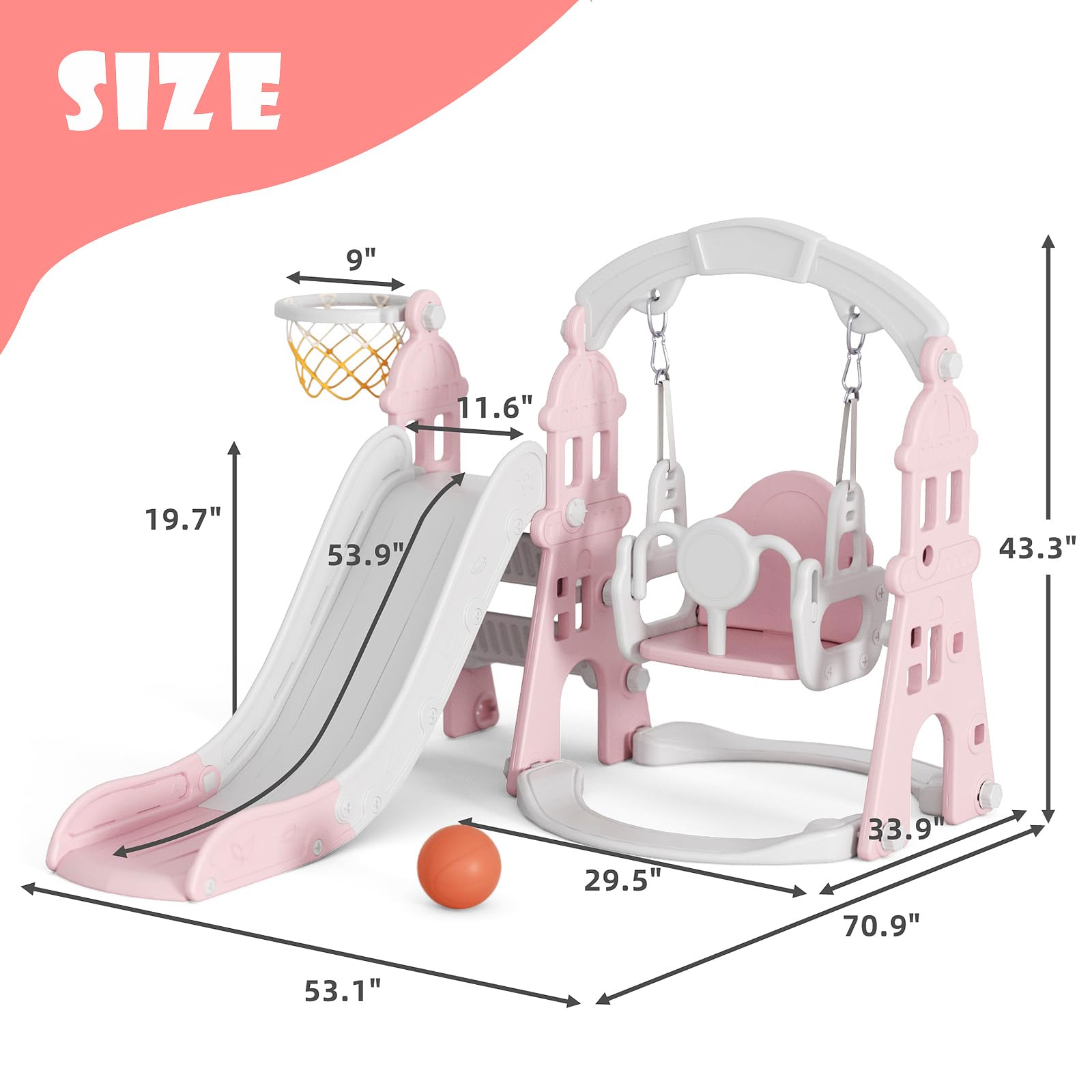 Amazon.com: XJD 4-in-1 Toddler Slide and Swing Set, Kids Slide for