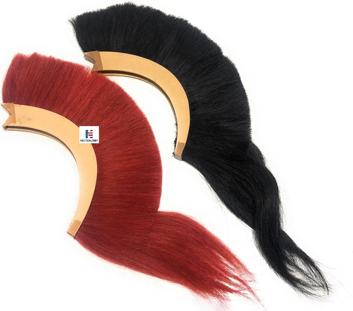 NauticalMart Medieval Helmet Plume Red & Black17″ Replica