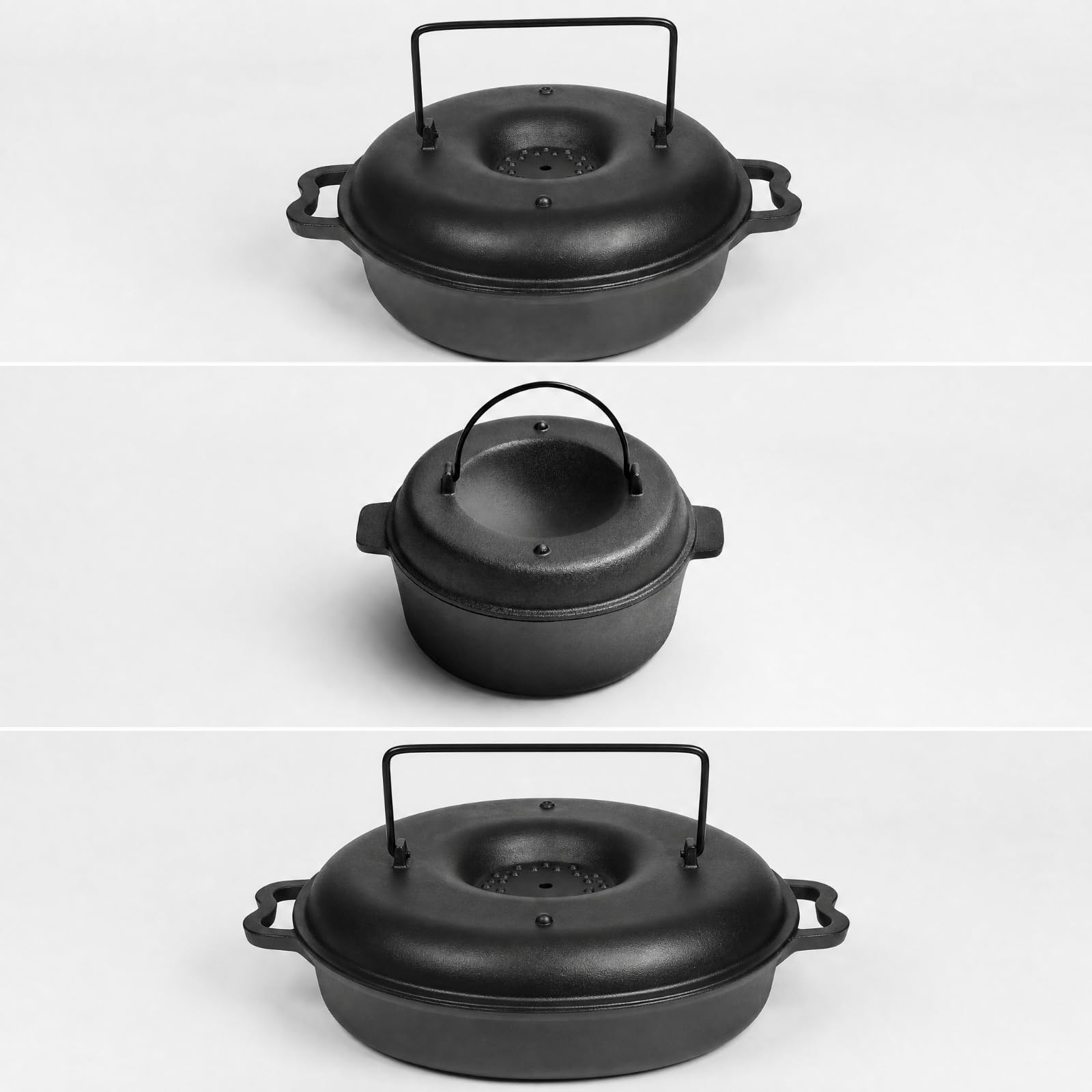 Baoblaze Roaster in Ghisa senza Rivestimento Pentola in Ghisa con Coperio Non Elettrico Oven per Appassionati di, Famiglie, Pasti Familiari, 25 Cm