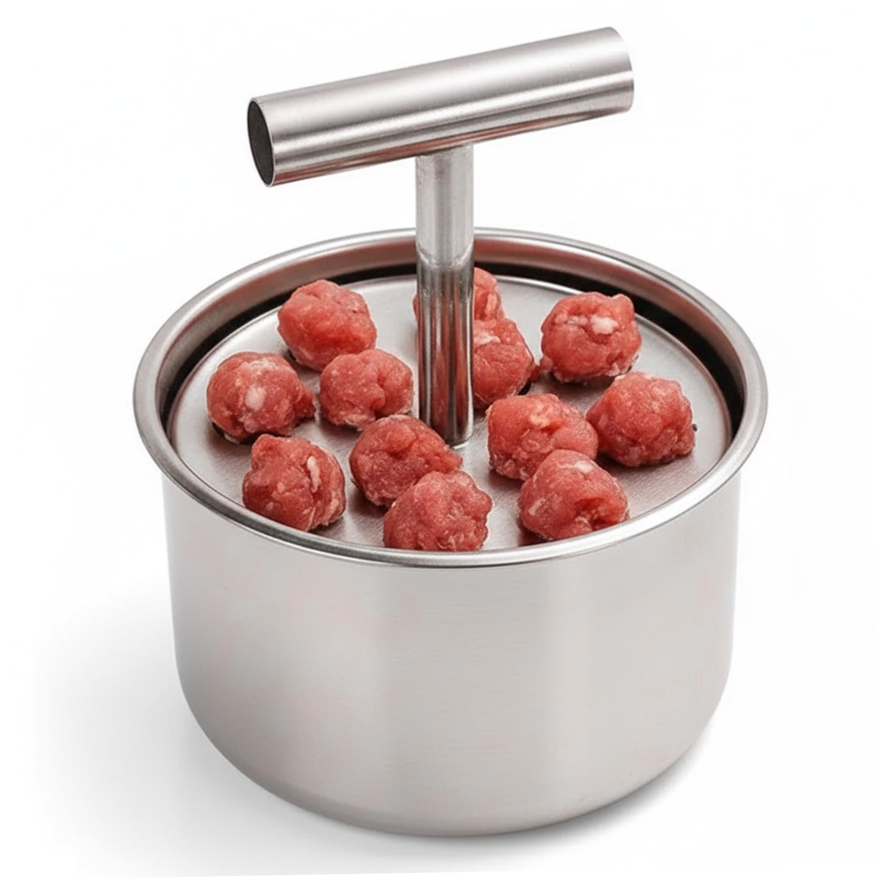 Tsawntd Meatball Maker, 12 Balls Stainless Steel Meatball Maker Tool Manual Push Press Meat Tenderiser Making Mould, Home Cooking Tools for Kitchen
