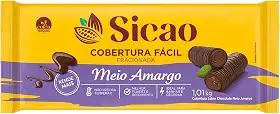 Cobertura Barra Fracionada Chocolate Meio Amargo Dia a Dia 1,01Kg - Sicao