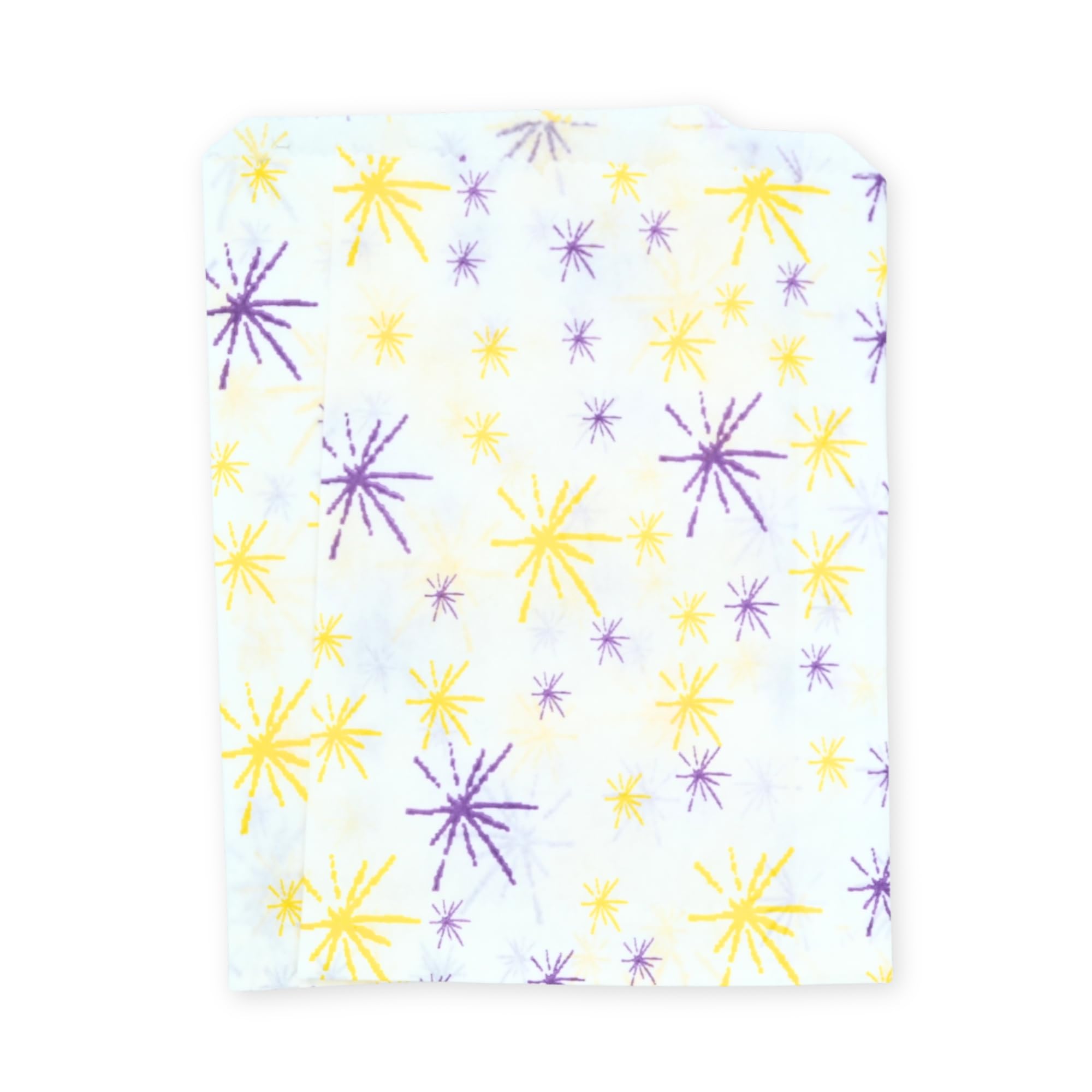 celloexpress 7" x 9" Star Burst Purple & Yellow Paper Sweet Bags - Patterned Classic Confectionery Gift Shop Goodie Party Bags (Pack of 100) — image 1
