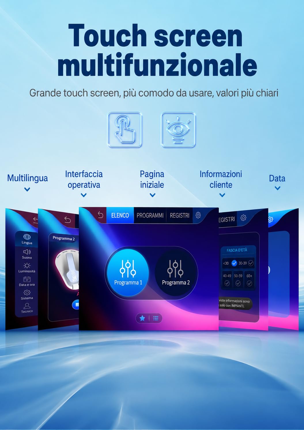 myoslim Macchina EMS Body Sculpt a 2 Manipoli, Dispositivo per Rimodellamento Estetico del Corpo, Elettrostimolazione Muscolare, Schermo Tattile, Uso Salone